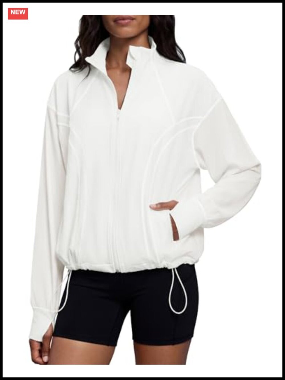 Lightweight Athletic Jacket Oversized Yoga Windbreaker Zip Up Workout Jacket